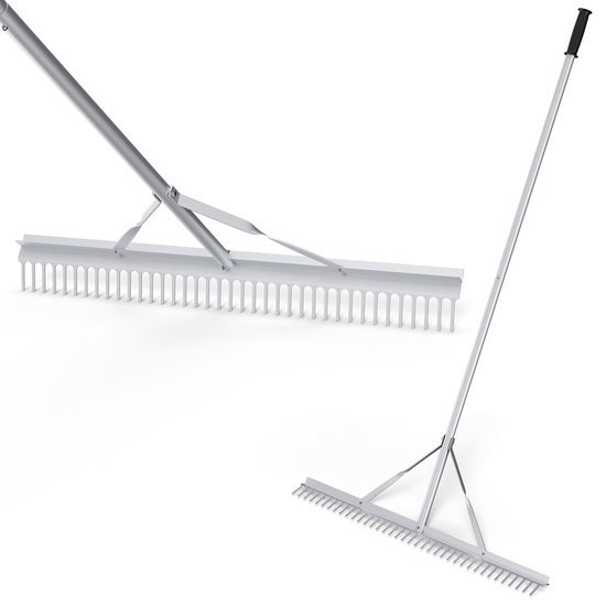 COSTWAY Hark, tuinhark van aluminium met 91 cm brede rekenkop, 36 tanden en 174 cm lange handgreep, bladhark, bladhark voor het losmaken van de grond, landschapsond van Costway