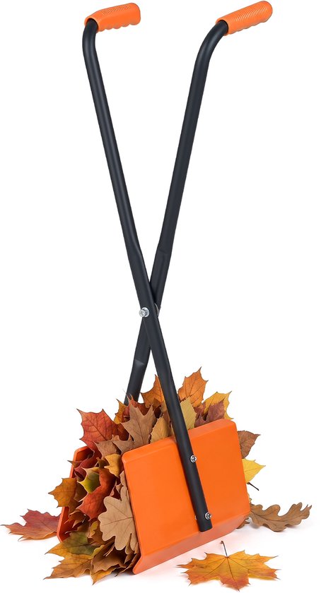 COSTWAY Multifunctionele Bladgrijper 92 cm, Metalen Constructie - Opraapgrijper met Antislip Handgreep, Bladhark met Lange Steel, Bladschep, voor Gras en Tuinafval van Costway