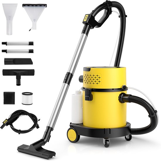 COSTWAY Nat-/droogzuiger, 1200 W, draagbare 4-in-1 aszuiger, 17 kPA zuigvermogen, industriële stofzuiger met reservoir van 20 l + 4 l en opzetstukken voor vloer, trap, bank van COSTWAY