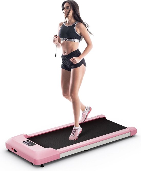 Costway Walking Pad Loopband Roze 1-6 km/u 120 kg Capaciteit - Afstandsbediening en LED Display - Walking pad voor thuis of op kantoor van $