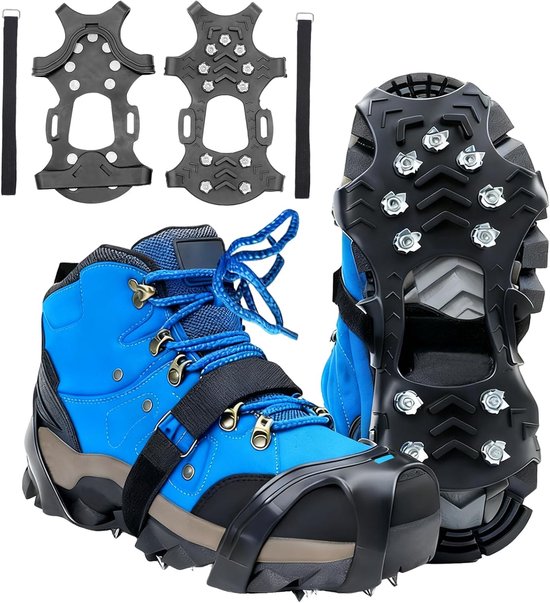 Crampons voor schoenen - 11 tanden ontwerp - roestvrij staal - maximale grip op ijs en sneeuw - ShopVlot