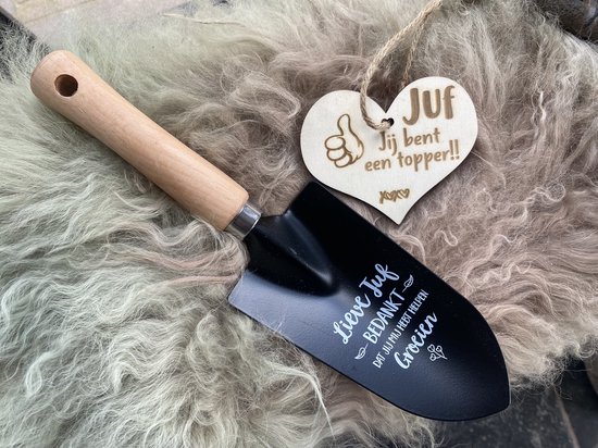Creaties van Hier - Tuinschep - met houten hartje juf - bedankt juf - bedankt cadeautje - cadeau juf van Creaties van Hier