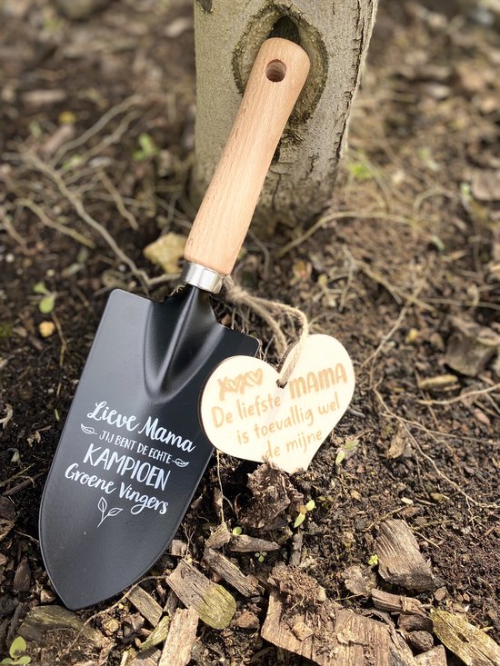 Creaties van Hier - Tuinschepje met houten hartje Mama - Mama - 27,5 cm - hout - Metaal - moederdag cadeautje van Creaties van Hier