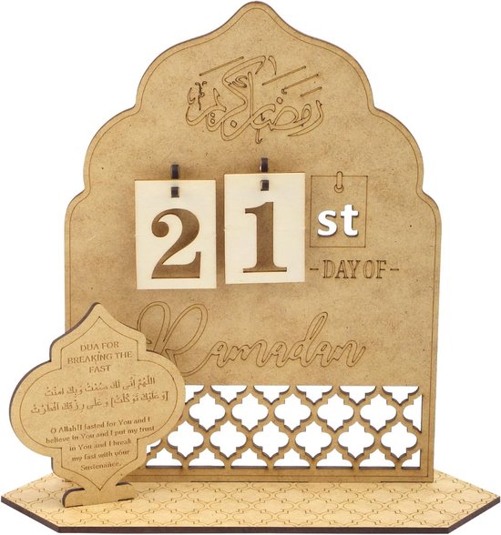 Creatieve Houten Ramadan Adventskalender - Mooie Eid Mubarak Countdown Kalender voor Arabische Islamitische Feestdecoraties van Merkloos	