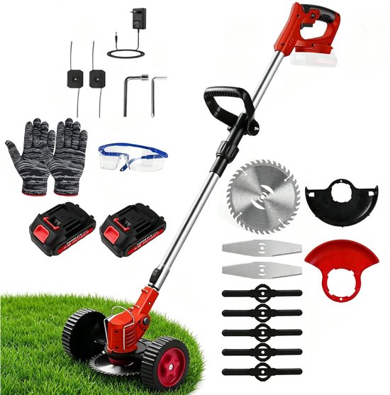 CRLYN® Grasmaaier Elektrisch - Grastrimmers met Accu - Rood van CRLYN