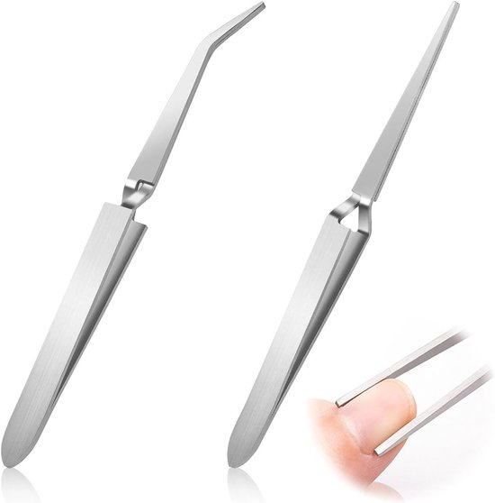 Cross Tweezers - 2 Pcs Soldering Tweezers - Craft Tweezers - Technical Tweezers met Rechte en Gehoekte Punt van Roestvrijstaal voor Craft en Sieraden van Merkloos	