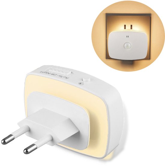 Crrynuo Automatische Sensor - Dimbare - Energiezuinig LED Nachtlampje Stopcontact Wit Warm Licht Voor Kinderkamer en Slaapkamer-Drie Kleuren Licht van Crrynuo