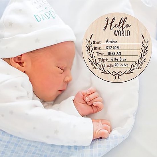 Crrynuo Houten bewaarbundel geboortekaarten - Geboorteaankondigingsborden voor pasgeborenen - Hout - op maat gegraveerde houten babynaamborden van Crrynuo