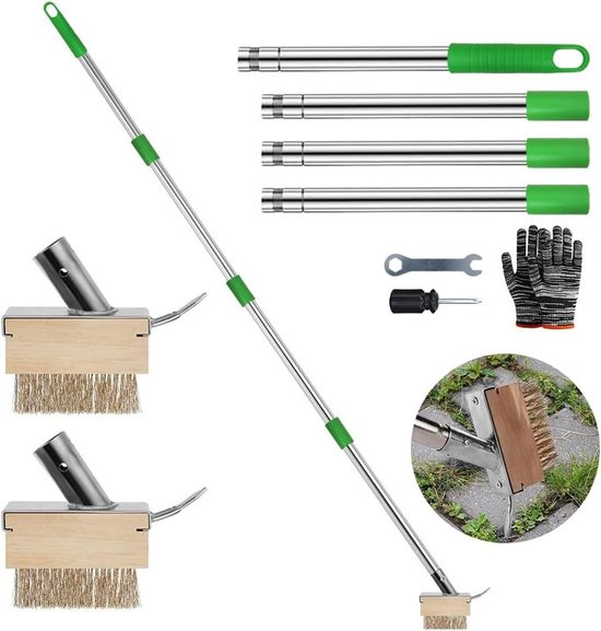 CSGoods - Onkruidborstel en Voegenkrabber Set voor Bestrating en Tuin - Effectief tegen Mos en Onkruid - Inclusief Steel - 2 Stuks van CSGoods
