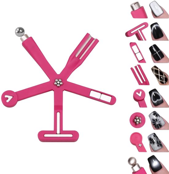 Cuhostki-1-Stuk-Kattenoog-Magneetstift-Nagelmagneetgereedschap-Roze-Rood-Metaal-Type-Magnetisch van Merkloos	