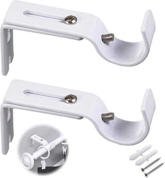 Curtain Rod Holders - 2 Stuks - Verstelbare Wandsteun voor Gordijnstangen - Gordijnroede Accessoires