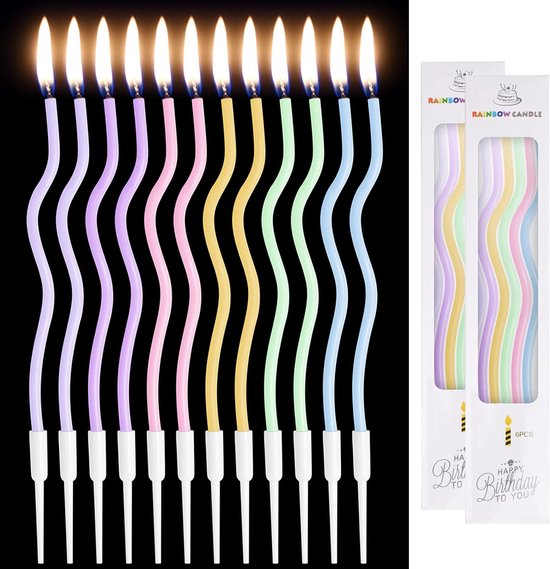 Curved Birthday Candles - 12 Spiral Cake Candles - Twisty Metallic Candles Met Holders Voor Decoratieve Verjaardagstaart - Baby Shower - Meisjes Feest van Merkloos	