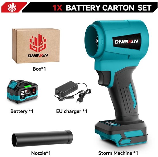 Cventrix Bladblazer - Turbo blower - Bladblazer met accu - 4000W - Incl. Extra Lang Opzetstuk - Borstelloze Motor - Draadloos - Lichtgewicht -