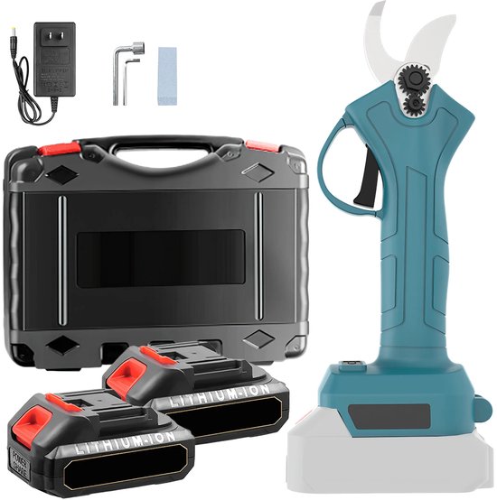 CYRO - Snoeischaar - Elektrische Snoeischaar - Snoeischaar Accu - Draadloos en Oplaadbaar - Voor takken - 2x Makita 18V Accu - Blauw van Merkloos	
