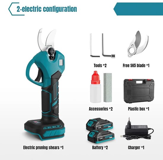 D&A Heggenschaar - Tuingereedschap - Elektrische Snoeischaar - Snoeischaar - Elektrische Heggenschaar - Heggenschaar Accu - Blauw
