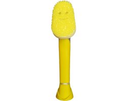 Daddy Dish Daddy Afwasborstel met Zeep Houder - Innovatieve Keuken Spoelspons met FlexTextuur & Afwasmiddeldispenser - Ergonomische Handgreep met Standaard - Duurzame Afwasborstel, Geel