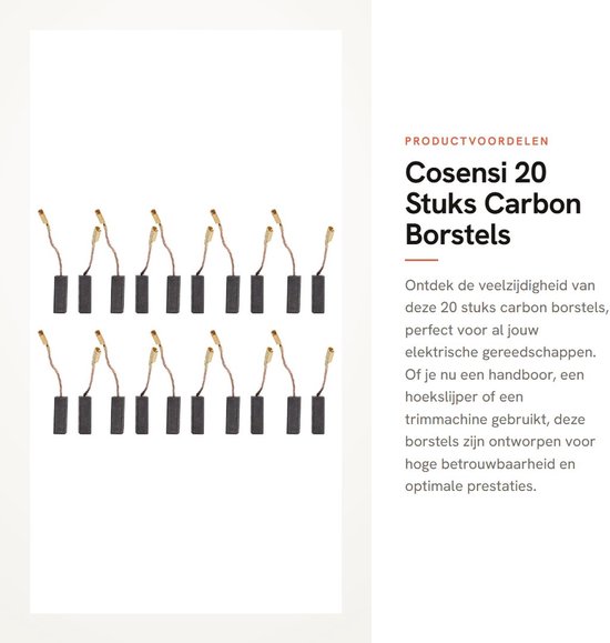 Dailygoods - 20 Stuks Carbon Borstels - Hoogwaardige Borstels - Eenvoudige Installatie - 5x8x15 Mm - Betrouwbaar Onderdeel - Geschikt Voor Diverse Ger...