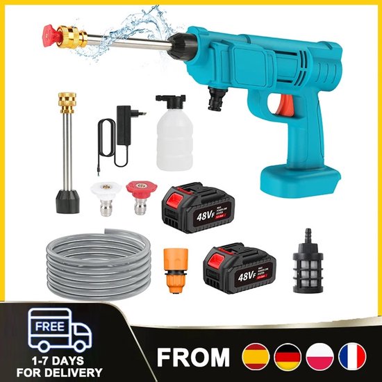 Dailygoods 30BAR Draadloze Hogedrukreiniger Draagbare Multifunctionele Spuitmond Waterpistool Auto voor het wassen van a