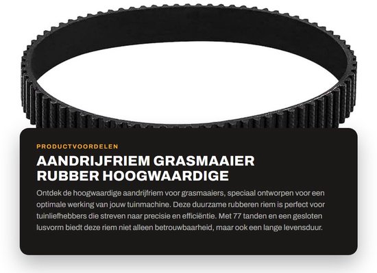 Dailygoods- Aandrijfriem Rubber - 77 Tanden - 3mm Tandhoogte - 10mm Breedte - 231mm Omtrek - Gesloten Lus - Compatibel met Black & Decker - Grasmaaier Riem