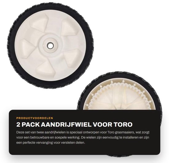 Dailygoods- Aandrijfwiel Vervanging voor Toro - 2 Wielen - Wielmaat 8" - Boring Maat 1/2" - Naafoffset 3/4" - Compatibel met diverse modellen - Maaiwiel