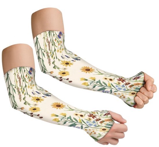 Dailygoods- Arm Mouwen Retro Stijl - Bloemenpatroon - Uv Bescherming