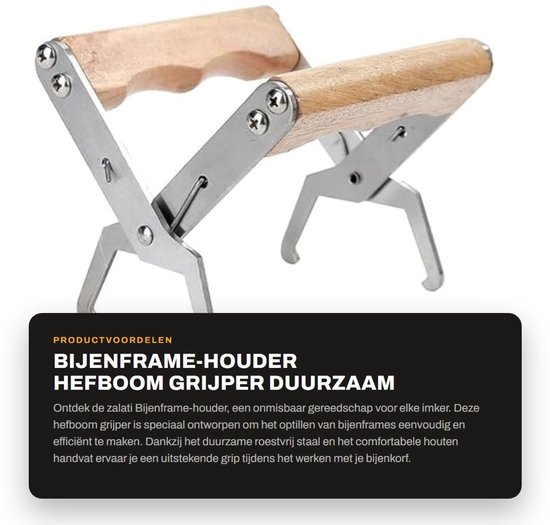 Dailygoods- Bijenframe Grip - Roestvrij Staal - Houten Handvat - Gereedschap Imkerij - Hefboom Grijper - Duurzaam - Eenvoudig Gebruik - Imker Gereedschap van Dailygoods