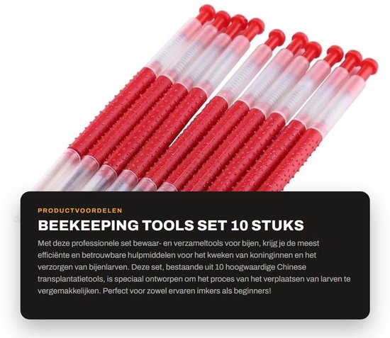 Dailygoods- Bijenhouderij Gereedschap - 10 Stuks - Chinese Transplantatietools - Larvenpijpen - Koningin Bijen Gereedschap - Kunststof Materialen - Bijenlarvenpijp
