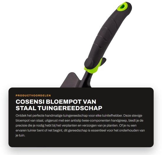 Dailygoods- Bloempot Staal - Tuinschep met Antislip Handgreep - Tuingereedschap - Planten - Verplanten - Werkbreedte 8 cm