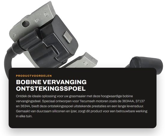 Dailygoods- Bobine Vervanging Deel - Geschikt voor Tecumseh 36344A/37137 - Hoogwaardig Siliconen/IJzer - Eenvoudige Installatie - Gewicht 251 g - Lange Levensduur - Ontstekingsspoel