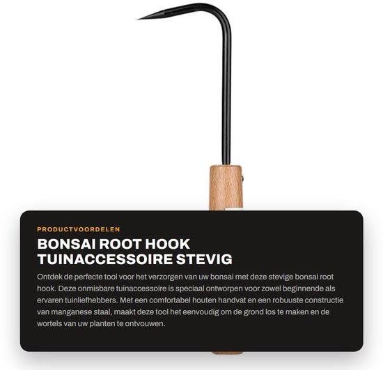 Dailygoods- Bonsai-haak Stevige Mangaanstalen Wortelhaak - Tuingereedschap - Ergonomisch Houten Handgreep - Afmetingen 6 x 22 cm - Onmisbaar voor Tuinwerk - Lichtgewicht 78 g