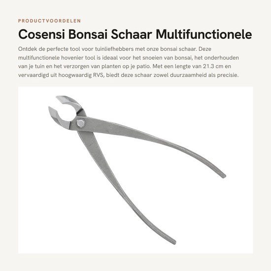 Dailygoods- Bonsaischaar Roestvrij Staal - Takkenknipper - Tuinschaar - Precisie Snijden - 21,3 cm - Lichtgewicht 192g