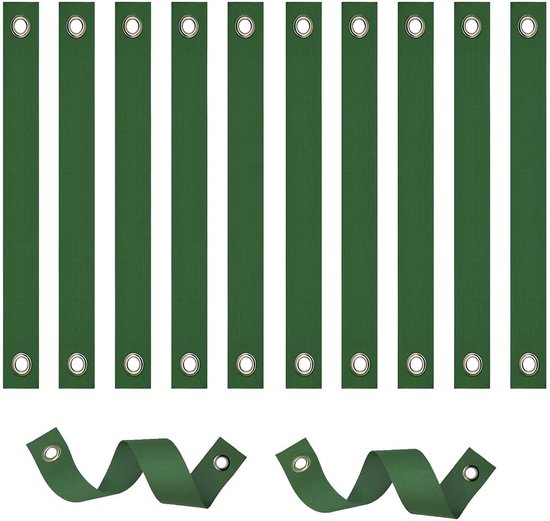 Dailygoods- Boomsteunriemen 12 Stuks - Zware Groene Nylon - Verstelbare Weerbestendige Banden - Doorvoergaten - Flexibel en Duurzaam - Ondersteuning voor Bomen - Plantenbanden van Dailygoods