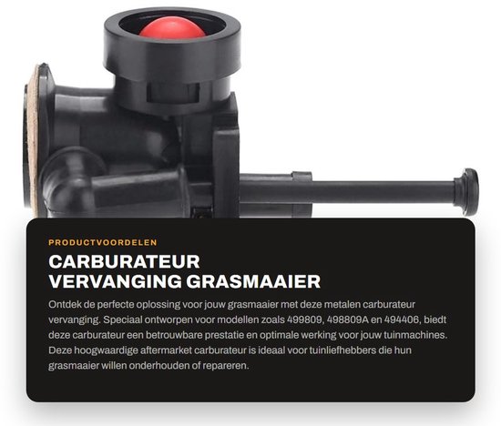 Dailygoods- Carburateur Vervanging - Metalen Carburateur - 11x8.3x7cm - Geschikt voor 499809/498809A/494406 - Inclusief Hardware - Schokbestendig - Grasmaaieronderdeel