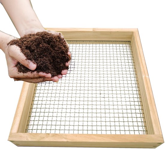 Dailygoods- Compostzeef - Bodemzeef - Tuinzeef - Grondzeef - Zandzeef - Houten frame - 29x32.5x5cm