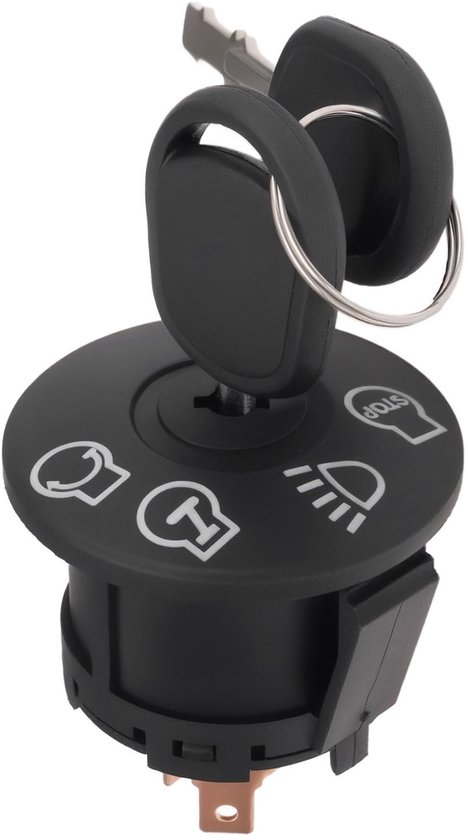 Dailygoods - Contactschakelaar Grasmaaier - 4 Posities - Inclusief Sleutels - Zwart - Vervangend Onderdeel - Compatibel met Diverse Modellen - 7 Termi...