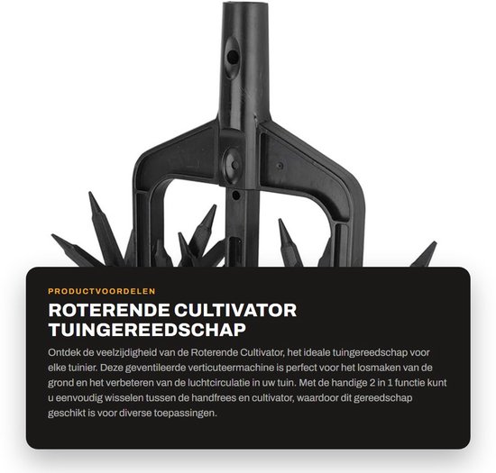 Dailygoods- Cultivator Roterende Tuingrondverticuteermachine - Draagbare Handfrees - Lichtgewicht - 6 Versnellingen - 2 Montagemogelijkheden - ABS Materiaal - Tuingereedschap