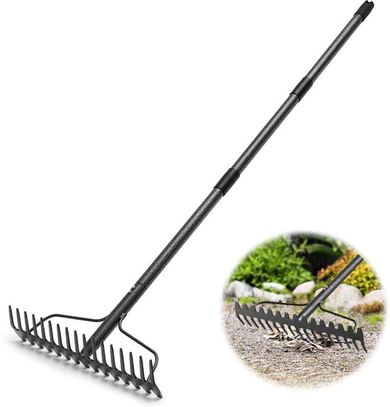 Dailygoods - Dailygoody - Boograken - Tuinraketten met 17 tanden - Duurzaam voor zwaar gebruik - Grijs - Breed bladgraaf voor grond en bladeren - Effectief voor tu...