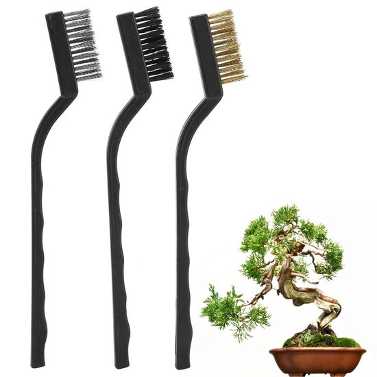 Dailygoods- Draadborstelset 3-delig - Mini Draadborstel - Kunststof Handvat - Tuinreinigingsgereedschap - Huishoudelijk Gereedschap - Stijlvol Ontwerp - Tuinborstel