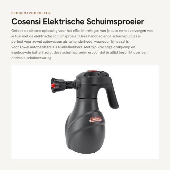 Dailygoods - Elektrische Schuimsproeier - Handbediende Schuimspuitfles - Voor Autowassen en Tuinieren - Inclusief Accessoires - Ideaal voor Autoschoon...