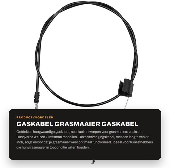 Dailygoods- Gaskabel Vervangen 55 inch - Controle Kabel - Universeel - Geschikt voor Grasmaaiers - Onderdeelnummers 427497/532427497 - Schokbestendig - Besturingskabel
