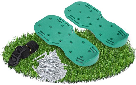 Dailygoods- Gazonbeluchter Hoogwaardig PP-kunststof - Gazonbeluchtingssandalen - Gras beluchten - Stevige ijzeren spike - Duurzaam - Handig hulpmiddel voor tuin. - Gazonbeluchterschoenen