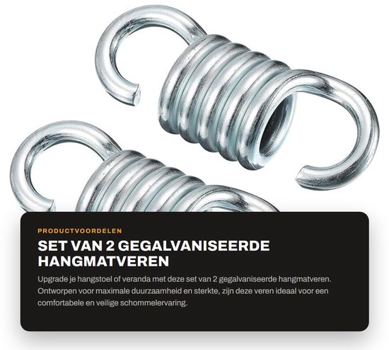 Dailygoods- Hangmatveer 2 Stuks - Gegalvaniseerde IJzeren Verlengveer - Zware Lente - Draagvermogen 350 kg - Voor Hangstoelen/Veranda-Schommels - Duurzaam en Sterk - Schommelveer