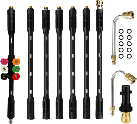 Dailygoods - Hogedrukreiniger Verlengstaf met 6 Spuitmondpunten en Gootreinigeropzetstukken