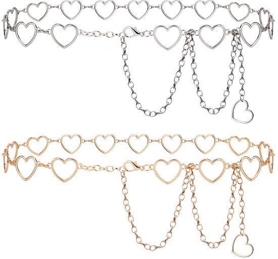 Dailygoods- Kettingriem Verstelbaar 130 cm - Metalen Tailleketting - Grote Maten - Dikke Riemketting - Buikketting - Geschikt voor Feesten - Heupketting