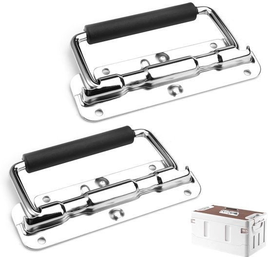 Dailygoods- Klapgreep 110 mm - Veerbelaste Handgreep - Roestvrij Staal - Draaggreep - Zwart - 2 Stuks van Dailygoods