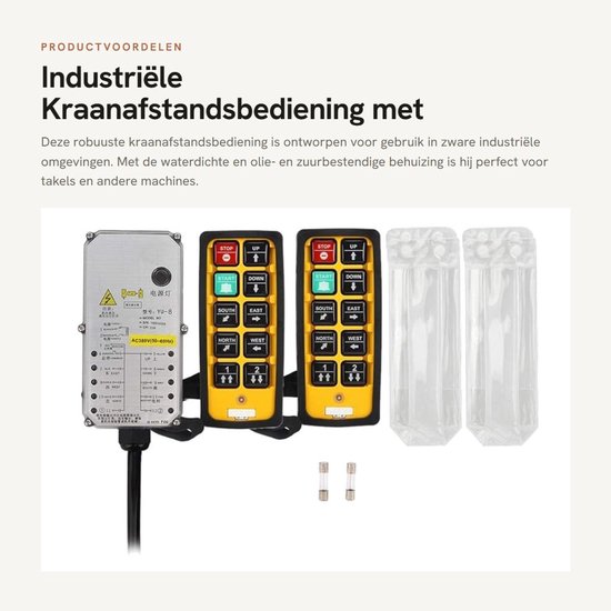 Dailygoods- Kraanafstandsbediening Waterdicht - Dubbele Handgreep - Valbestendig - Zuur- en Oliebestendig - RF-punt 800 MHz - Voor CNC/Liftmachines - Hijscontroller van Dailygoods