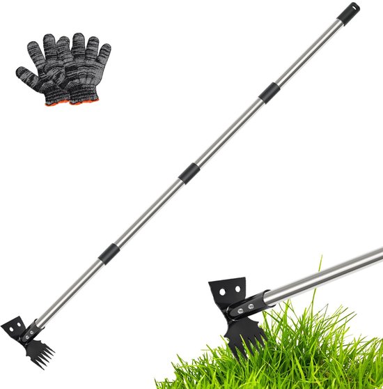 Dailygoods - Lange Handgreep Onkruidtrekker, 2-in-1 Tuinhark en Tuinhak, 150cm