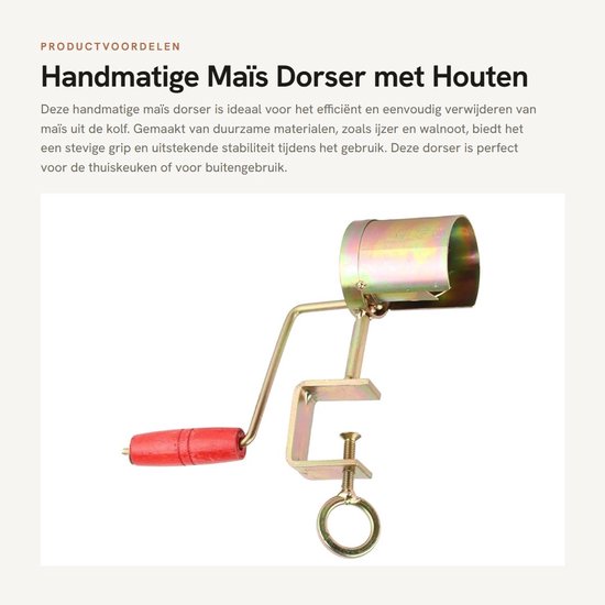 Dailygoods- Maïs Dorser Efficiënt - Handmatige Maïsstripper - Houten Handgreep - Premium IJzer - Stabiliteit - Veilig Klemmechanisme - Graandorsmachine van Dailygoods