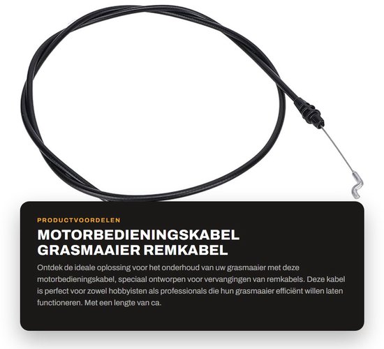 Dailygoods- Motorbedieningskabel Vervanging voor Toro Grasmaaier - Remkabel - PVC/Nylon/Staaldraad - Lengte 147 cm - Uittrekbare lengte 80 mm - Artikelnummer 104-8676