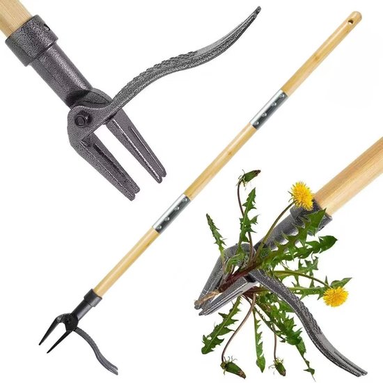 Dailygoods- Onkruidsteker - Handmatige Onkruidverwijderaar - 1,3 m - Verstelbare Handgreep - 4 Klauwen - Robuuste IJzeren Verbindingen